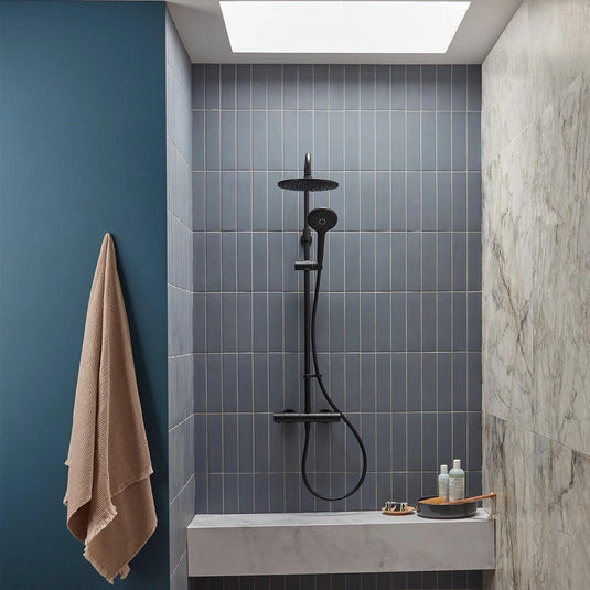 Tavistock Merit Push Bar Shower System Matt Black - Envy Bathrooms Ltd