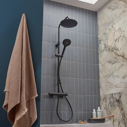 Tavistock Merit Push Bar Shower System Matt Black - Envy Bathrooms Ltd