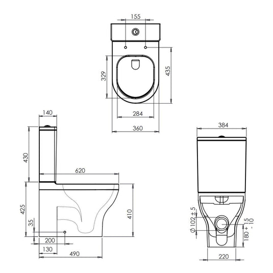 Tavistock Micra Evo Rimless Closed Back Close Coupled Pan - White - PF950S - Envy Bathrooms Ltd