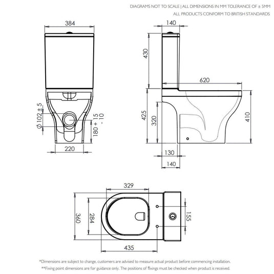 Tavistock Micra Evo Rimless Open Back Close Coupled Pan - White - P950S - Envy Bathrooms Ltd