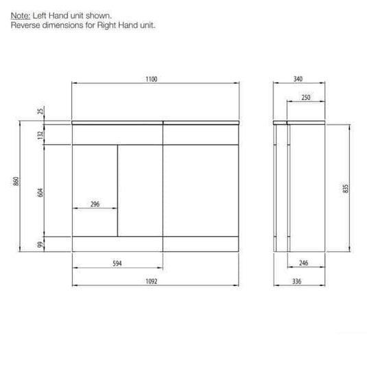 Tavistock Nexus 1100mm L Shape Combination Vanity Unit - Gloss White - DC12040+DC12037 - Envy Bathrooms Ltd