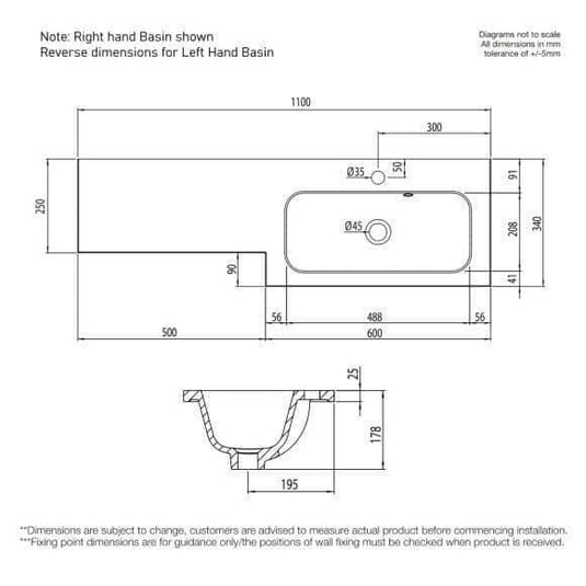 Tavistock Nexus 1100mm L Shape Combination Vanity Unit - Gloss White - DC12040+DC12037 - Envy Bathrooms Ltd