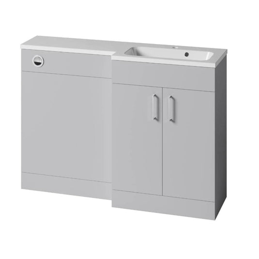 Tavistock Nexus 1200mm L Shape Combination Vanity Unit - Gloss Light Grey - DC12046+DC12047 - Envy Bathrooms Ltd