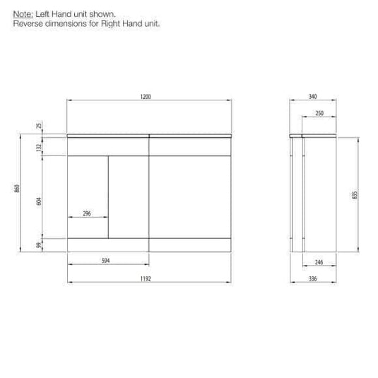 Tavistock Nexus 1200mm L Shape Combination Vanity Unit - Gloss White - DC12040+DC12041 - Envy Bathrooms Ltd