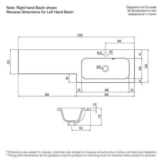 Tavistock Nexus 1200mm L Shape Combination Vanity Unit - Gloss White - DC12040+DC12041 - Envy Bathrooms Ltd