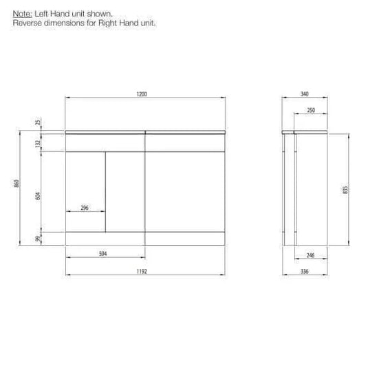 Tavistock Nexus 1200mm L Shape Combination Vanity Unit - Gloss White - DC12040+DC12041 - Envy Bathrooms Ltd