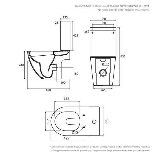 Tavistock Orbit Close Coupled Open Back Rimless Pan - White - P255S - Envy Bathrooms Ltd