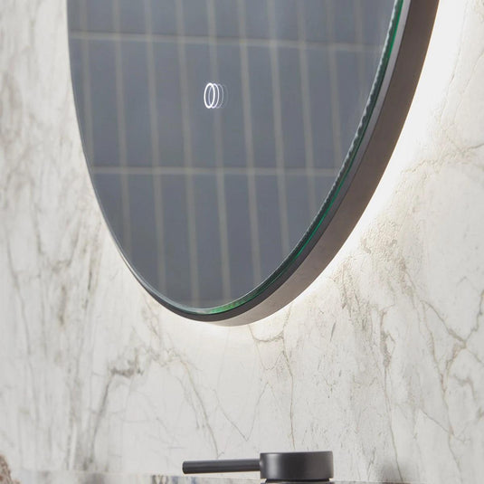 Tavistock Oxygen 600mm Round Illuminated Mirror - Black - XGM60C-BL - Envy Bathrooms Ltd