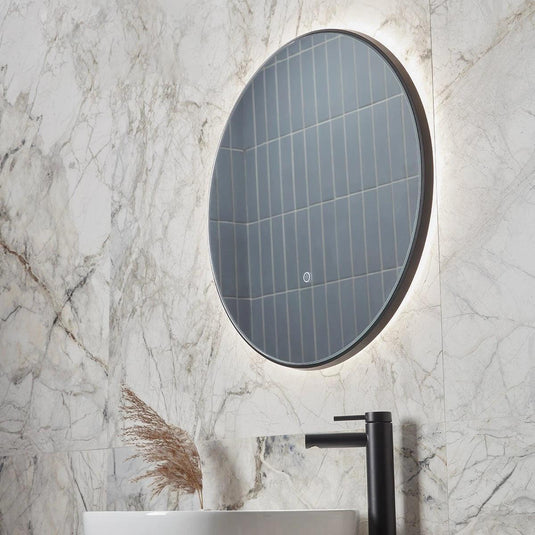 Tavistock Oxygen 600mm Round Illuminated Mirror - Black - XGM60C-BL - Envy Bathrooms Ltd