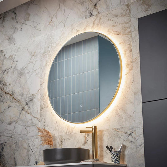 Tavistock Oxygen Round Illuminated Mirror Brass 600mm - Envy Bathrooms Ltd