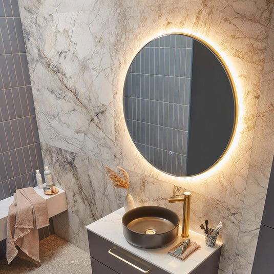 Tavistock Oxygen Round Illuminated Mirror Brass 600mm - Envy Bathrooms Ltd