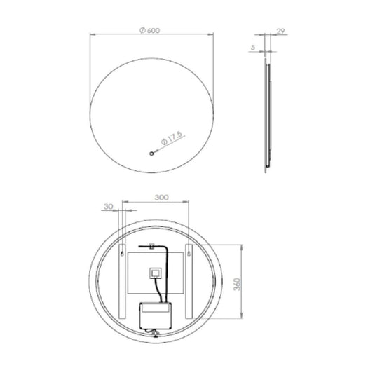 Tavistock Portal 600mm Illuminated Round Mirror - PTM60C - Envy Bathrooms Ltd