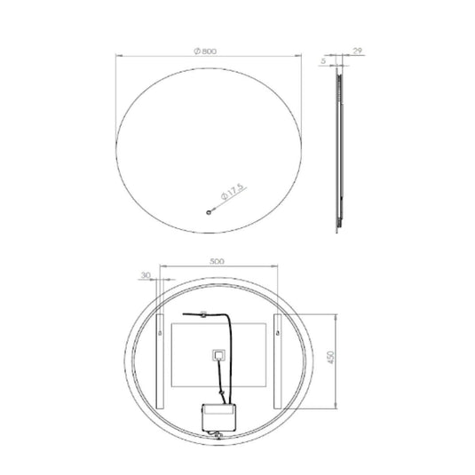 Tavistock Portal 800mm Illuminated Round Mirror - PTM80C - Envy Bathrooms Ltd