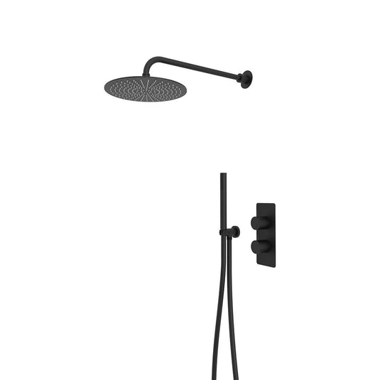 Tavistock Quantum Concealed Dual Function Shower System with Handset / Holder & Overhead Shower Matt Black - Envy Bathrooms Ltd