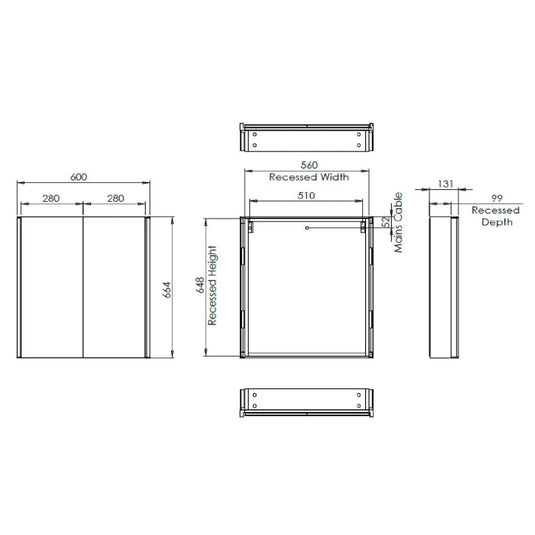 Tavistock Render 600 x 665mm Double Door Bathroom Cabinet - Aluminium - Envy Bathrooms Ltd