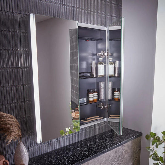 Tavistock Render 600 x 665mm Double Door Bathroom Cabinet - Aluminium - RMC060 - Envy Bathrooms Ltd