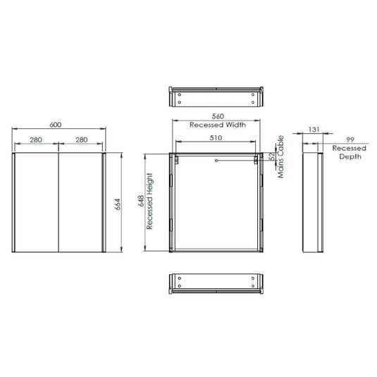Tavistock Render 600 x 665mm Double Door Bathroom Cabinet - Aluminium - RMC060 - Envy Bathrooms Ltd