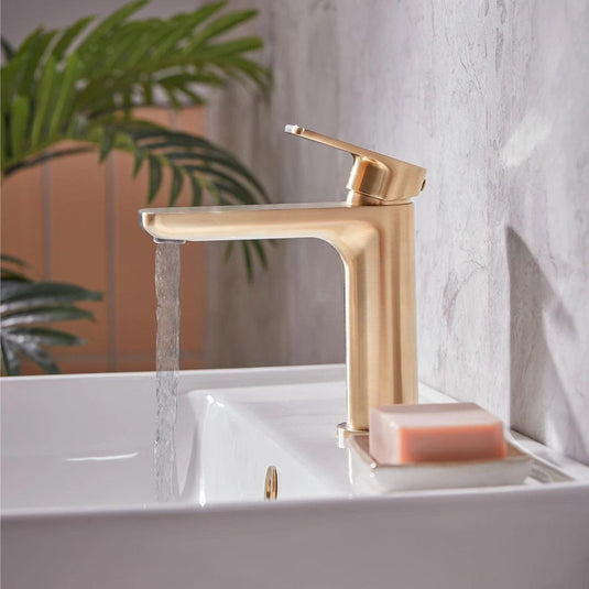 Tavistock Savour Basin Mono Mixer Tap with Click Waste - Brushed Brass - TSV1104 - Envy Bathrooms Ltd