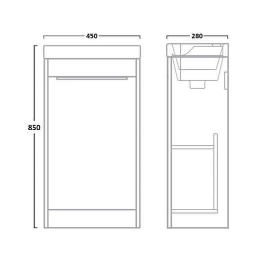 Tavistock Sequence 450mm Floorstanding Vanity Unit - Gloss Light Grey - SQ450FG - Envy Bathrooms Ltd