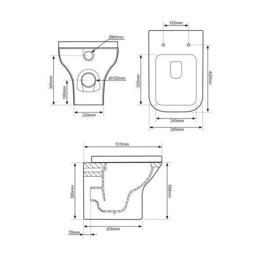 Tavistock Structure Back to Wall Pan - White - BTW450S - Envy Bathrooms Ltd