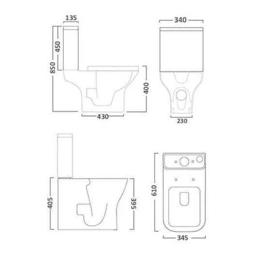 Tavistock Structure Close Coupled Closed Back Pan - White - PF450S - Envy Bathrooms Ltd