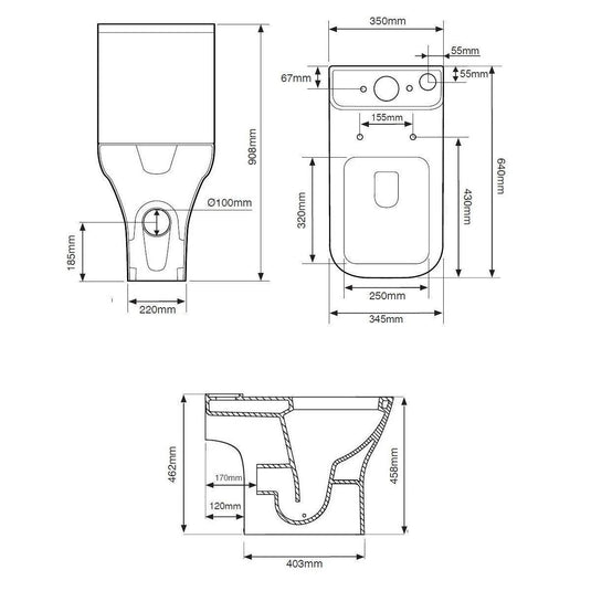 Tavistock Structure Comfort Height Open Back Close Coupled Pan - White - PC455S - Envy Bathrooms Ltd