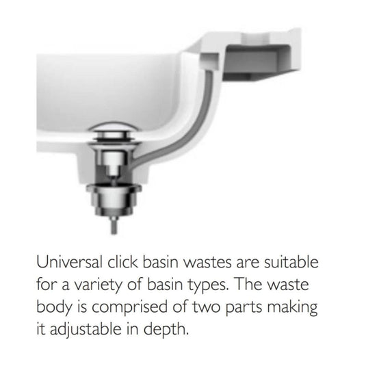 Tavistock Universal Slotted / Solid Click Basin Waste Chrome - Envy Bathrooms Ltd