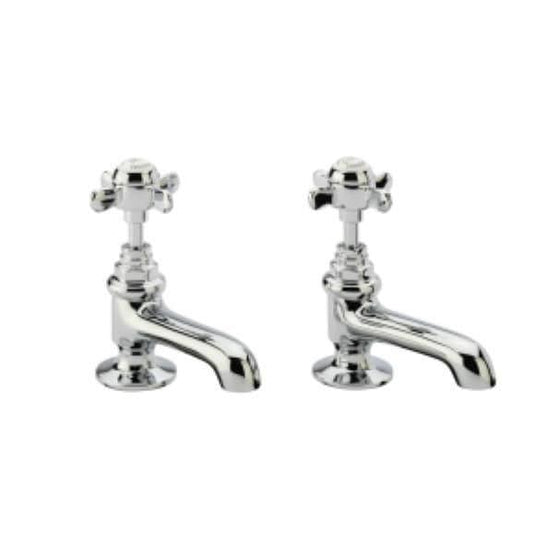 Tavistock Varsity Basin Pillar Taps - Chrome/White - TVA70 - Envy Bathrooms Ltd