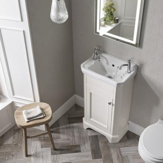 Tavistock Vitoria 500 Floorstanding Vanity Unit & 2 Tap Hole Basin in Linen White - Envy Bathrooms Ltd