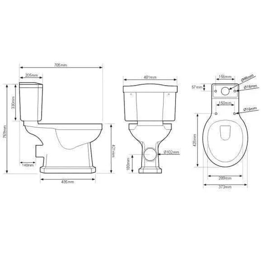Tavistock Vitoria Close Coupled Open Back Pan - White - P850S - Envy Bathrooms Ltd