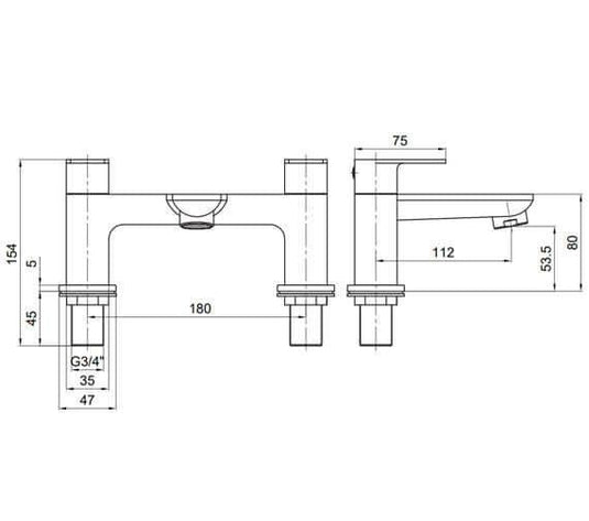 Tavistock Zero Bath Filler Tap - Chrome - TZE32 - Envy Bathrooms Ltd