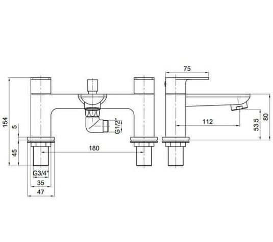 Tavistock Zero Bath Shower Mixer Tap with Handset - Chrome - Envy Bathrooms Ltd
