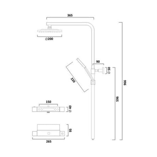 Tavistock Zone Dual Function Square Bar Valve Shower System - Envy Bathrooms Ltd