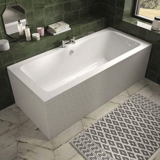 The White Space Aluna Double Ended Rectangular Bath 1800mm x 800mm - White - Envy Bathrooms Ltd
