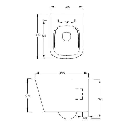 The White Space Anon Rimless Wall Hung Toilet Pan - White - Envy Bathrooms Ltd
