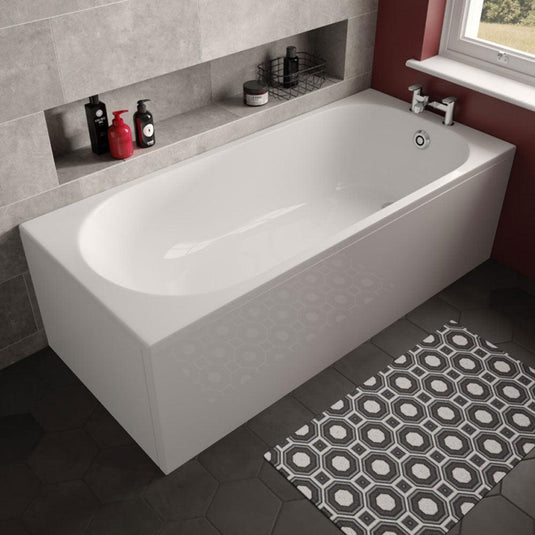 The White Space Arnold Single Ended Rectangular Bath - 1680mm X 685mm - White - Envy Bathrooms Ltd
