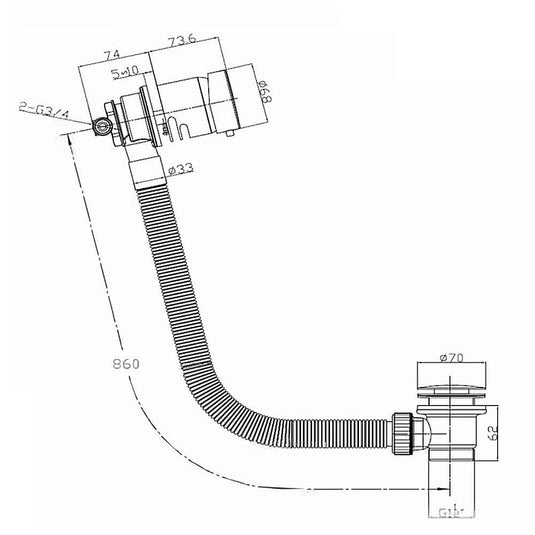 The White Space Bath Filler Waste with Control Valve - Matt Black - Envy Bathrooms Ltd