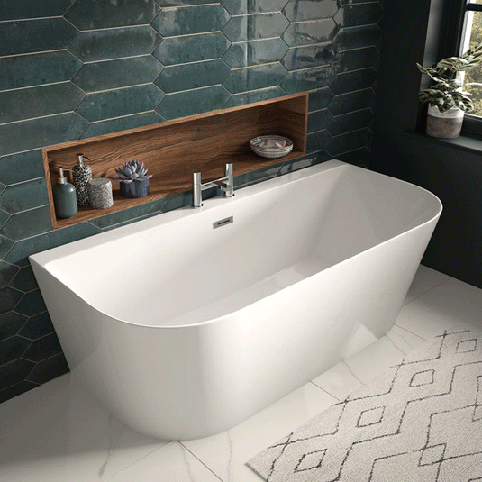 The White Space Double Ended D-Shaped Freestanding Bath 1700mm x 800mm - White - Envy Bathrooms Ltd