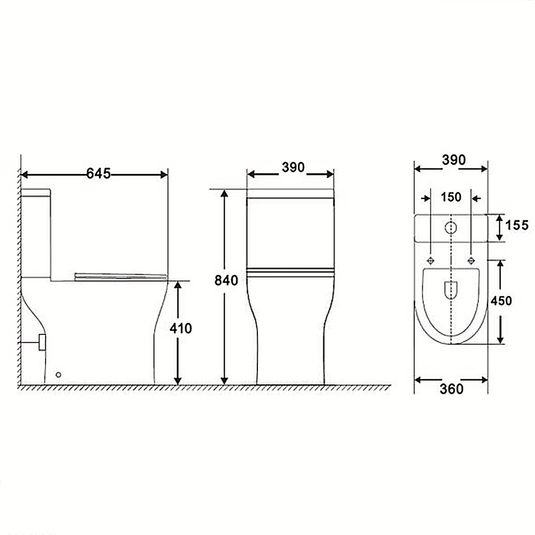 The White Space Euna Rimless Open Back Close Coupled Toilet - White - EUW3 - Envy Bathrooms Ltd