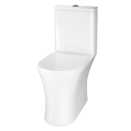 The White Space Euna Rimless Open Back Close Coupled Toilet with Push Button Cistern - White - Envy Bathrooms Ltd