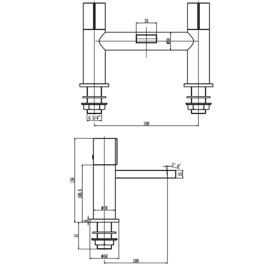 The White Space Evo 2-Hole Dual Knob Bath Filler Tap - Black - Envy Bathrooms Ltd