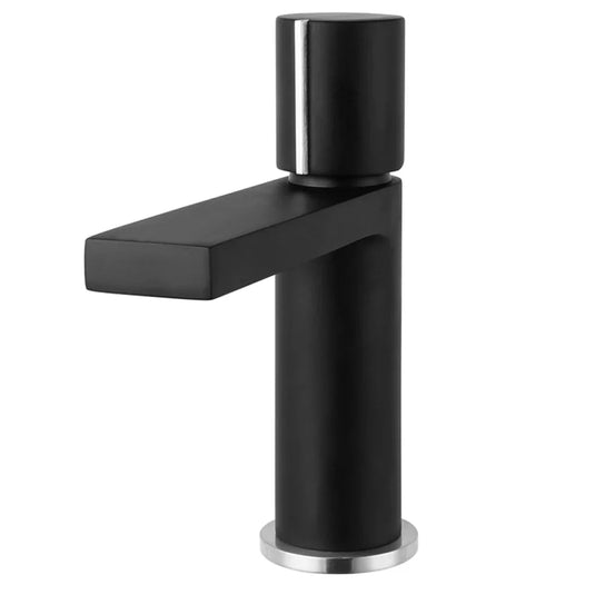 The White Space Evo Single Knob Monobloc Basin Mixer Tap with Sprung Plug Waste - Black - Envy Bathrooms Ltd