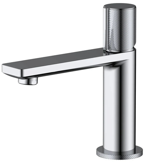 The White Space Knurl Single Knob Basin Mixer Tap with Sprung Plug Waste - Chrome - Envy Bathrooms Ltd