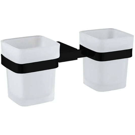 The White Space Legend Double Tumbler and Holder - Black - Envy Bathrooms Ltd