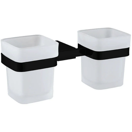 The White Space Legend Double Tumbler and Holder - Black - Envy Bathrooms Ltd