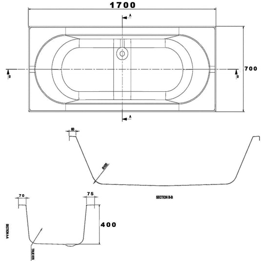 The White Space Magnus Double Ended Rectangular Bath - 1700mm X 700mm - White - Envy Bathrooms Ltd