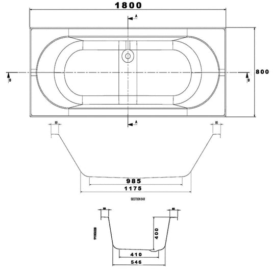 The White Space Magnus Double Ended Rectangular Bath - 1800mm X 800mm - White - Envy Bathrooms Ltd