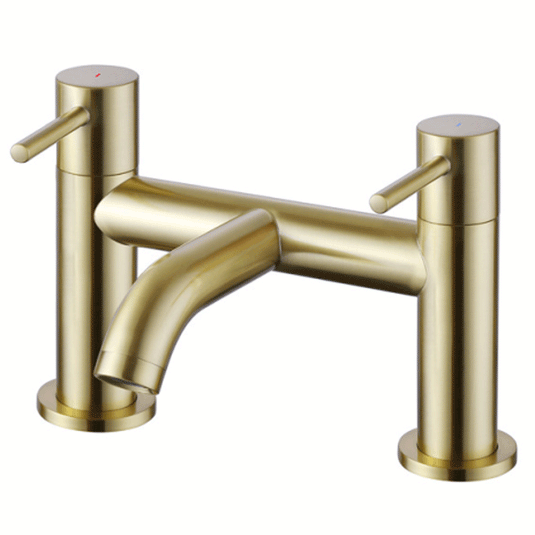 The White Space Pin Lux 2-Hole Dual Lever Bath Filler Tap - Brushed Brass - Envy Bathrooms Ltd