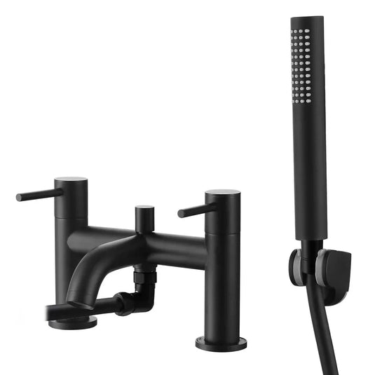 The White Space Pin Lux 2-Hole Dual Lever Bath Shower Mixer Tap with Shower Kit - Matt Black - Envy Bathrooms Ltd