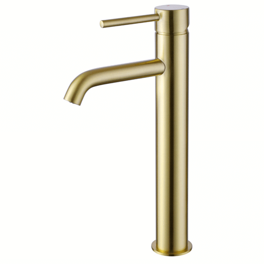 The White Space Pin Lux Single Lever Monobloc Tall Basin Mixer Tap - Brushed Brass - Envy Bathrooms Ltd